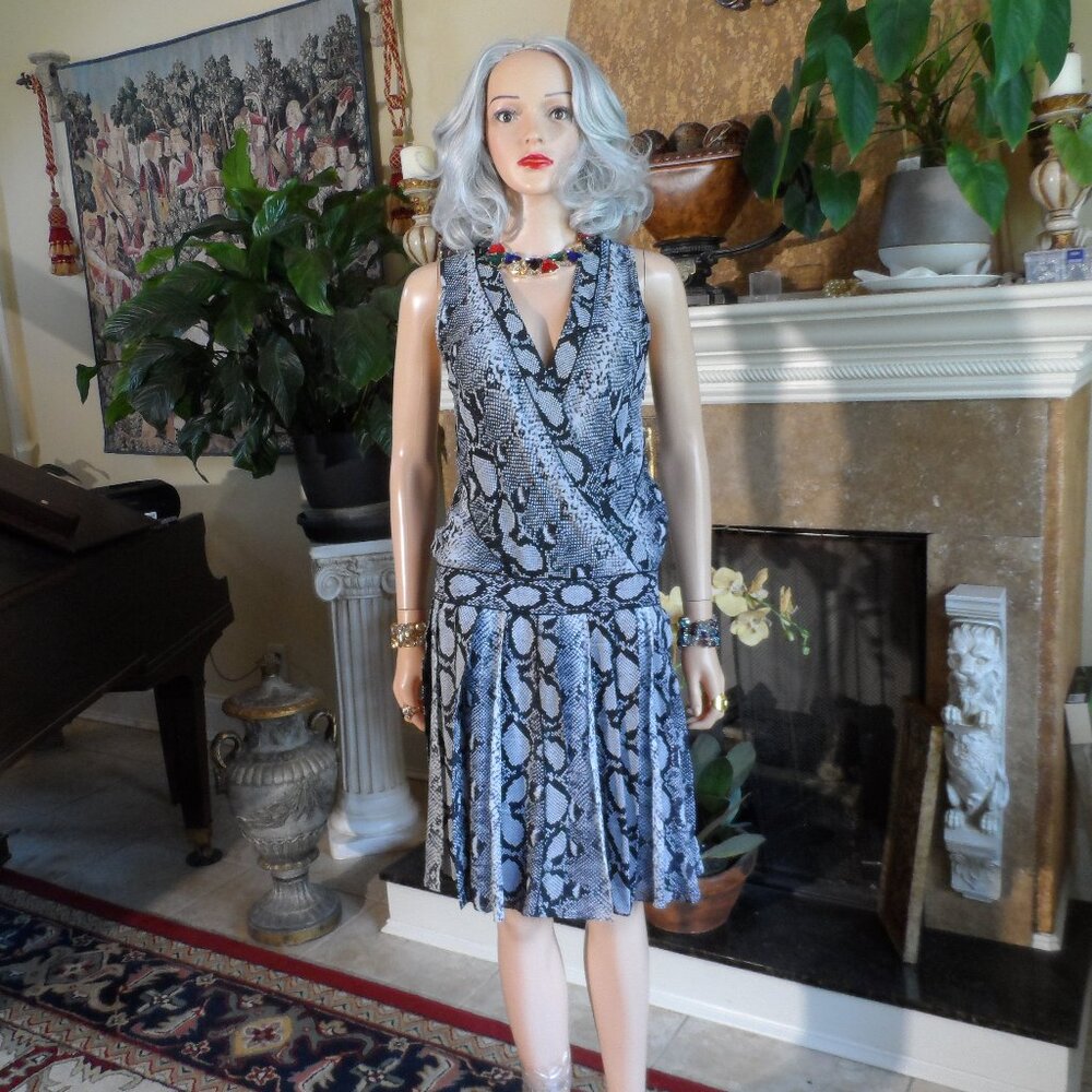 Proenza Schouler Black/Gray Python Print Faux Wra… - image 1